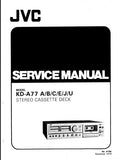 JVC KD-A77A KD-A77B KD-A77C KD-A77E KD-A77J KD-A77U STEREO CASSETTE DECK SERVICE MANUAL INC BLK DIAG PCBS SCHEM DIAGS AND PARTS LIST 40 PAGES ENG