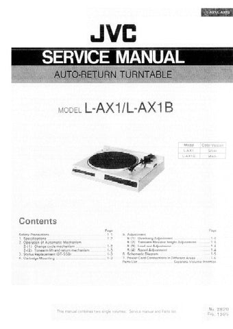 JVC L-AX1 LA-X1B AUTO RETURN TURNTABLE SERVICE MANUAL INC PCB SCHEM DIAG AND PARTS LIST 16 PAGES ENG