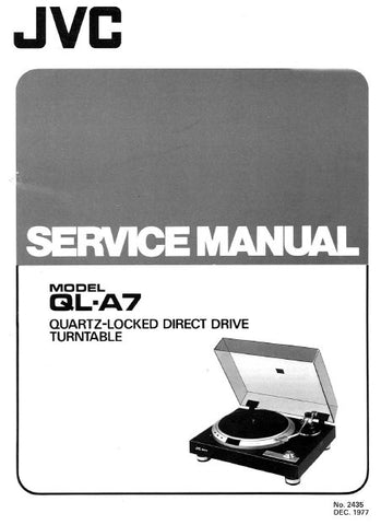 JVC QL-A7 QUARTZ LOCKED DIRECT DRIVE TURNTABLE SERVICE MANUAL INC BLK DIAGS PCBS SCHEM DIAG AND PARTS LIST 36 PAGES ENG