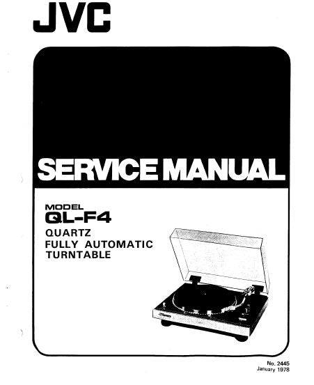 JVC QL-F4 QUARTZ FULLY AUTOMATIC TURNTABLE SERVICE MANUAL INC BLK DIAGS PCBS SCHEM DIAGS AND PARTS LIST 32 PAGES ENG