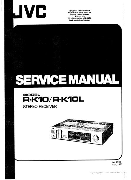 JVC RK-10 RK-10L STEREO RECEIVER SERVICE MANUAL INC PCBS SCHEM DIAGS AND PARTS LIST 48 PAGES ENG