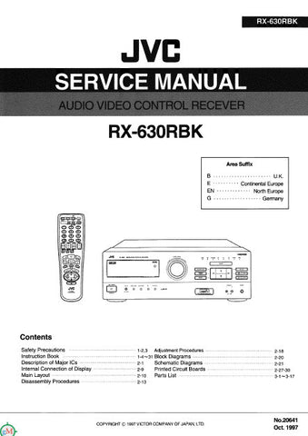JVC RX-630RBK AV CONTROL RECEIVER SERVICE MANUAL INC BLK DIAG PCBS SCHEM DIAGS AND PARTS LIST 100 PAGES ENG
