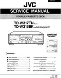 JVC TD-W317TN TD-W318BK DOUBLE CASSETTE DECK SERVICE MANUAL INC BLK DIAG PCBS SCHEM DIAGS AND PARTS LIST 54 PAGES ENG