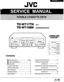 JVC TD-W717TN TD-W718BK DOUBLE CASSETTE DECK SERVICE MANUAL INC BLK DIAG PCBS SCHEM DIAGS AND PARTS LIST 62 PAGES ENG