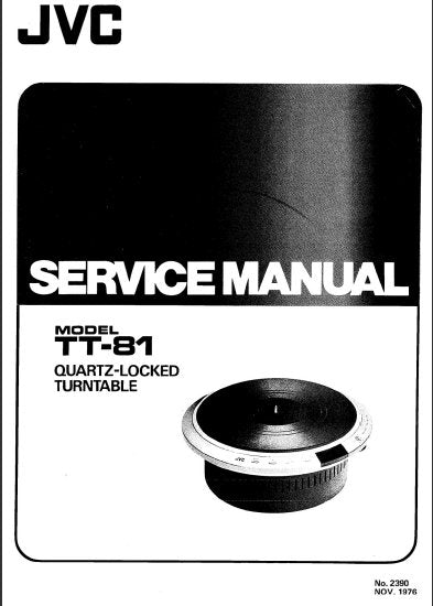 JVC TT-81 QUARTZ LOCKED TURNTABLE SERVICE MANUAL INC PCBS AND PARTS LIST 29 PAGES ENG