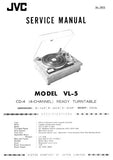 JVC VL-5 CD-4 4 CHANNEL READY TURNTABLE SERVICE MANUAL INC SCHEM DIAG AND PARTS LIST 9 PAGES ENG