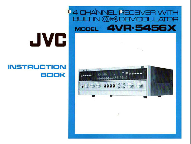 JVC 4VR-5456X 4 CHANNEL RECEIVER INSTRUCTION BOOK INC CONN DIAG AND TRSHOOT GUIDE 22 PAGES ENG