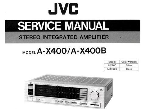 JVC A-X400 A-X400B STEREO INTEGRATED AMPLIFIER SERVICE MANUAL INC BLK DIAG SCHEM DIAGS WIRING DIAG AND PARTS LIST 11 PAGES ENG