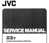 JVC A-X7 STEREO INTEGRATED AMPLIFIER SERVICE MANUAL INC BLK DIAG PCB'S SCHEM DIAG AND PARTS LIST 21 PAGES ENG