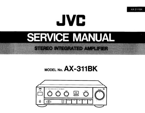 JVC AX-311BK STEREO INTEGRATED AMPLIFIER SERVICE MANUAL INC CONN DIAGS BLK DIAG SCHEM DIAGS PCB'S AND PARTS LIST 28 PAGES ENG