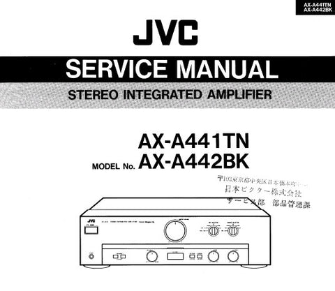 JVC AX-A441TN AX-A442BK STEREO INTEGRATED AMPLIFIER SERVICE MANUAL INC CONN DIAG TRSHOOT GUIDE  BLK DIAG PCB'S SCHEM DIAGS AND PARTS LIST 33 PAGES ENG