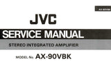 JVC AX-90VBK STEREO INTEGRATED AMPLIFIER SERVICE MANUAL INC BLK DIAG SCHEM DIAGS CONN DIAG AND PARTS LIST 23 PAGES ENG