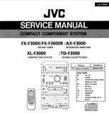 JVC AX-F3000 INTEGRATED AMPLIFIER TD-F3000 DOUBLE CASSETTE DECK XL-F3000 CD PLAYER FX-F3000 FX-F3000R AM FM TUNER OF COMPACT COMPONENT SYSTEM CA-F3000 SERVICE MANUAL AND INSTRUCTION BOOK INC BLK DIAGS PCB'S SCHEM DIAGS AND PARTS LIST 198 PAGES ENG