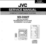 JVC CA-D302T MX-D302T SP-D302 SP-D432 COMPACT COMPONENT SYSTEM SERVICE MANUAL AND INSTRUCTION BOOK INC BLK DIAG SCHEM DIAGS PCB'S AND PARTS LIST 98 PAGES ENG