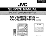 JVC CA-D432TR CA-D452TR SP-D432 SP-D452 MX-D432TR MX-D452TR COMPACT COMPONENT SYSTEM SERVICE MANUAL AND INSTRUCTION BOOK INC CONN DIAGS TRSHOOT GUIDE BLK DIAGS SCHEM DIAGS PCB'S AND PARTS LIST 122 PAGES ENG