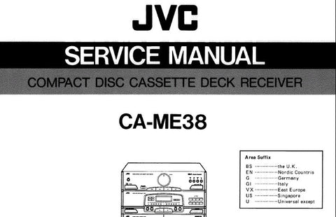 JVC CA-ME38 CD CASSETTE DECK RECEIVER SERVICE MANUAL INC INSTR BOOK CONN DIAG BLK DIAG SCHEM DIAGS PCB'S AND PARTS LIST 80 PAGES ENG