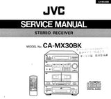 JVC CA-MX30BK STEREO RECEIVER SERVICE MANUAL INC TRSHOOT GUIDE BLK DIAG CONN DIAG SCHEM DIAGS PCB'S AND PARTS LIST 138 PAGES ENG