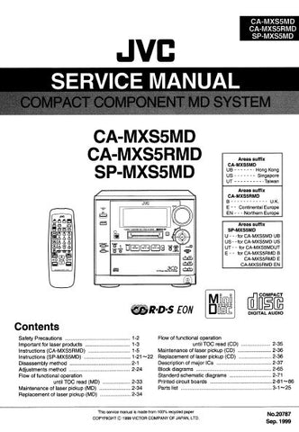 JVC CA-MXS5MD CA-MXS5RMD SP-MXS5MD COMPACT COMPONENT SYSTEM SERVICE MANUAL INC BLK DIAG PCBS SCHEM DIAGS AND PARTS LIST 152 PAGES ENG