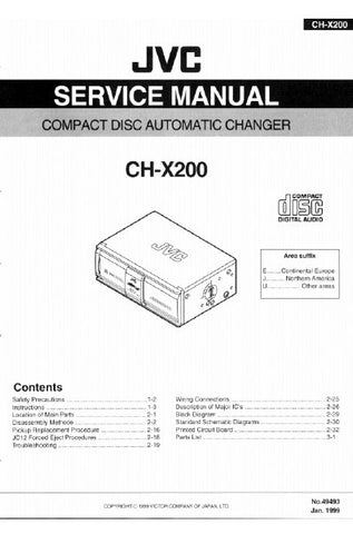 JVC CH-X200 CD AUTOMATIC CHANGER SERVICE MANUAL INC BLK DIAG PCBS SCHEM DIAGS AND PARTS LIST 45 PAGES ENG