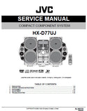 JVC HX-D77UJ COMPACT COMPONENT SYSTEM SERVICE MANUAL INC BLK DIAG PCBS SCHEM DIAGS AND PARTS LIST 51 PAGES ENG