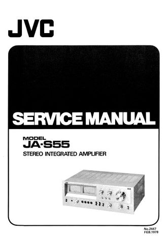JVC JA-S55 STEREO INTEGRATED AMPLIFIER SERVICE MANUAL INC BLK DIAG PCBS SCHEM DIAG AND PARTS LIST 28 PAGES ENG