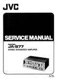 JVC JA-S77 STEREO INTEGRATED AMPLIFIER SERVICE MANUAL INC BLK DIAG PCBS SCHEM DIAG AND PARTS LIST 28 PAGES ENG