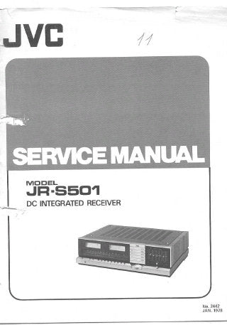 JVC JR-S501 DC INTEGRATED STEREO RECEIVER SERVICE MANUAL INC SCHEM DIAGS PCB'S AND PARTS LIST 42 PAGES ENG