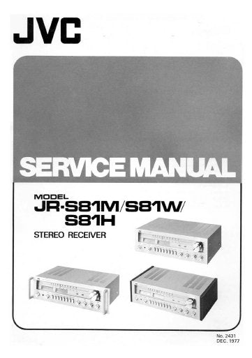 JVC JR-S81M JR-S81W JR-S81H STEREO RECEIVER SERVICE MANUAL INC PCBS SCHEM DIAGS AND PARTS LIST 31 PAGES ENG