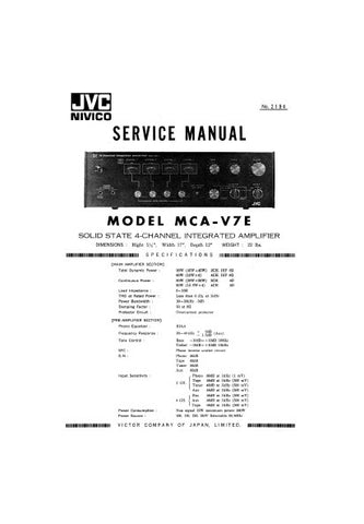 JVC MCA-V7E SOLID STATE 4 CHANNEL INTEGRATED AMPLIFIER SERVICE MANUAL INC BLK DIAG PCBS SCHEM DIAG  AND PARTS LIST 28 PAGES ENG