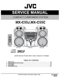 JVC MX-C55J MX-C55C COMPACT COMPONENT SYSTEM SERVICE MANUAL INC BLK DIAG PCBS SCHEM DIAGS AND PARTS LIST 39 PAGES ENG