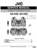 JVC MX-GB5 MX-GB6 COMPACT COMPONENT SYSTEM SERVICE MANUAL INC BLK DIAG PCBS SCHEM DIAGS AND PARTS LIST 85 PAGES ENG