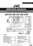 JVC MX-J70 MX-J76 MX-J75R MX-J800 COMPACT COMPONENT SYSTEM SERVICE MANUAL INC BLK DIAG PCBS SCHEM DIAGS AND PARTS LIST 136 PAGES ENG