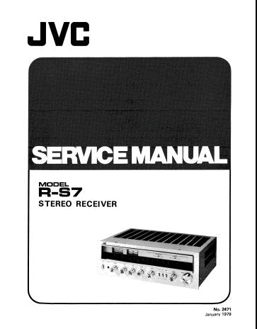 JVC R-S7 STEREO RECEIVER SERVICE MANUAL INC SCHEM DIAGS PCB'S AND PARTS LIST 21 PAGES ENG