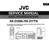 JVC RX-217TN RX-212BK DIGITAL SYNTHESIZER STEREO RECEIVER SERVICE MANUAL INC BLK DIAG SCHEM DIAGS PCB'S AND PARTS LIST PLUS INSTR 72 PAGES ENG