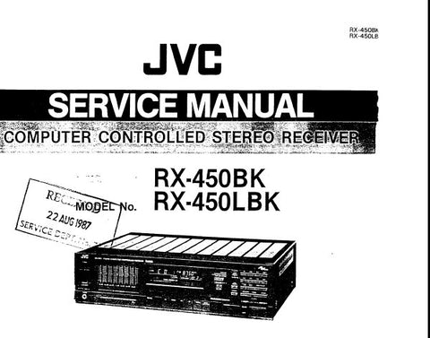 JVC RX-450BK RX-450LBK COMPUTER CONTROLLED STEREO RECEIVER SERVICE MANUAL INC BLK DIAG CONN DIAG SCHEM DIAGS PCB'S AND PARTS LIST 69 PAGES ENG