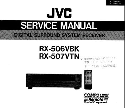 JVC RX-506VBK RX-507VTN DIGITAL SURROUND SYSTEM RECEIVER SERVICE MANUAL INC BLK DIAGS CONN DIAG SCHEM DIAGS PCB'S AND PARTS LIST 102 PAGES ENG