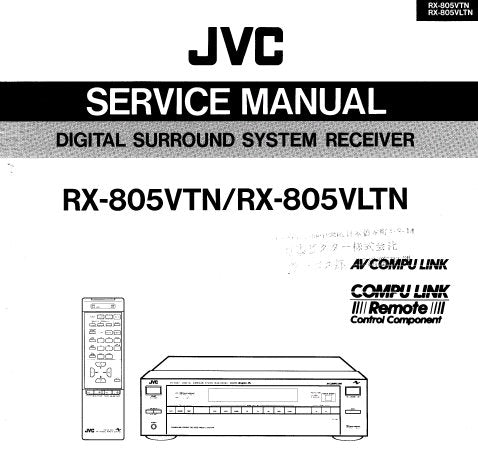 JVC RX-805VTN RX-805VLTN DIGITAL SURROUND SYSTEM RECEIVER SERVICE MANUAL INC CONN DIAG BLK DIAGS SCHEM DIAGS PCB'S AND PARTS LIST 96 PAGES ENG