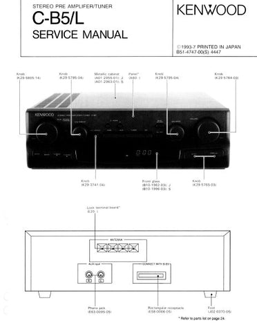 KENWOOD C-B5 C-B5L STEREO PRE AMPLIFIER TUNER SERVICE MANUAL INC PCBS, WIRING DIAGRAM, SCHEM DIAGS, AND PARTS LIST 23 PAGES ENG