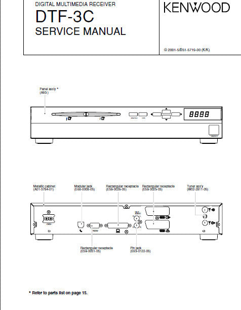 KENWOOD DTF-3C DIGITAL MULTIMEDIA RECEIVER SERVICE MANUAL INC PCBS, SCHEM DIAGS, AND PARTS LIST 11 PAGES ENG