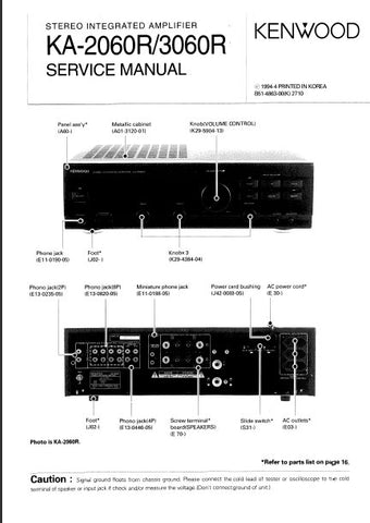 KENWOOD KA-2060R KA-3060R STEREO INTEGRATED AMPLIFIER SERVICE MANUAL INC PCBS WIRING DIAG SCHEM DIAG AND PARTS LIST 21 PAGES ENG