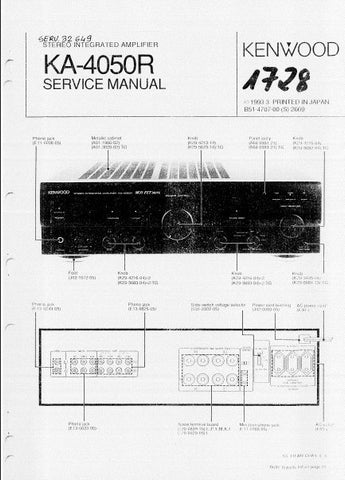 KENWOOD KA-4050R STEREO INTEGRATED AMPLIFIER SERVICE MANUAL INC BLK DIAG PCBS SCHEM DIAGS AND PARTS LIST 17 PAGES ENG