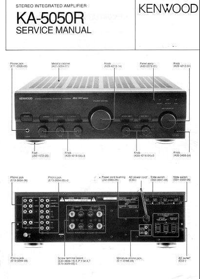 KENWOOD KA-5050R STEREO INTEGRATED AMPLIFIER SERVICE MANUAL INC PCBS, SCHEM DIAGS, AND PARTS LIST 24 PAGES ENG