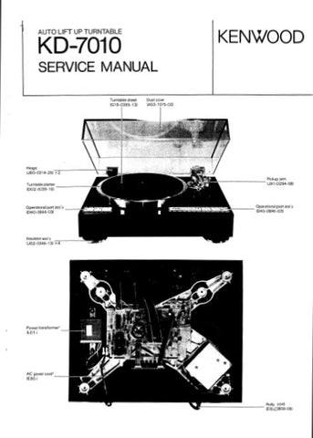 KENWOOD KD-7010 AUTO LIFT UP TURNTABLE SERVICE MANUAL INC BLK DIAG PCBS SCHEM DIAG AND PARTS LIST 14 PAGES ENG