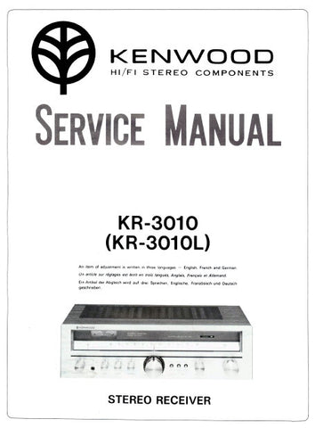 KENWOOD KR-3010 KR-3010L STEREO RECEIVER SERVICE MANUAL INC BLK AND LEVEL DIAG PCBS SCHEM DIAGS AND PARTS LIST 18 PAGES ENG