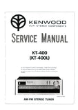 KENWOOD KT-400 KT-400L AM FM STEREO TUNER SERVICE MANUAL INC BLK DIAGS PCBS SCHEM DIAGS AND PARTS LIST 19 PAGES ENG