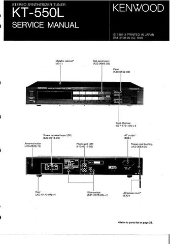 KENWOOD KT-550L STEREO SYNTHESIZER TUNER SERVICE MANUAL INC BLK DIAG PCBS SCHEM DIAG AND PARTS LIST 21 PAGES ENG