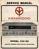 KENWOOD KW-55 AM FM STEREO MULTIPLEX RECEIVER SERVICE MANUAL INC BLK DIAG SCHEM DIAG AND PARTS LIST 11 PAGES ENG