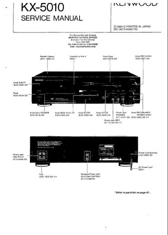KENWOOD KX-5010 STEREO CASSETTE DECK SERVICE MANUAL INC BLK AND LEVEL DIAG PCBS SCHEM DIAGS AND PARTS LIST 55 PAGES ENG