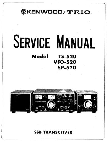 KENWOOD SP-520 TS-520 VFO-520 SSB TRANSCEIVER SERVICE MANUAL INC PCBS SCHEM DIAGS AND PARTS LIST 46 PAGES ENG