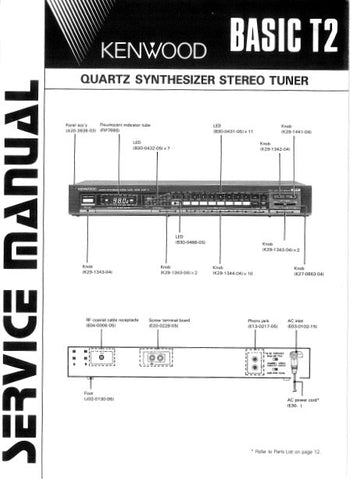 KENWOOD BASIC T2 QUARTZ SYNTHESIZER STEREO TUNER SERVICE MANUAL INC BLK DIAG PCBS SCHEM DIAG AND PARTS LIST 20 PAGES ENG
